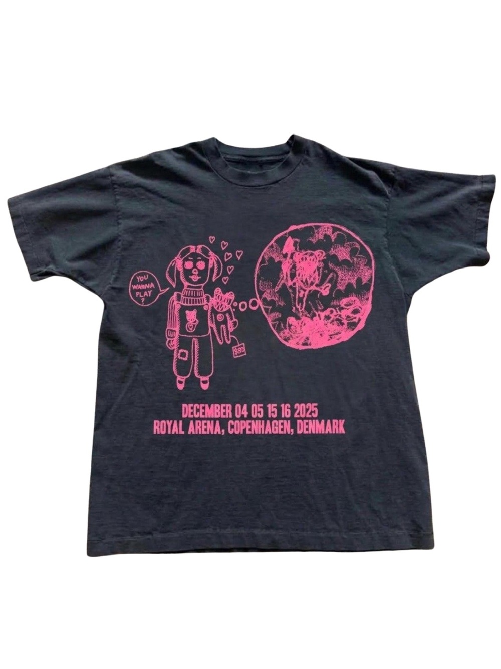 Gildan Black T-Shirt with Pink Graphic Print